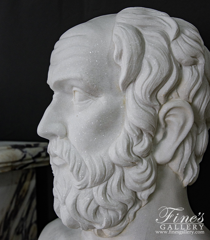 Marble Statues  - Bust Of Plato In Statuary White Marble - MBT-475