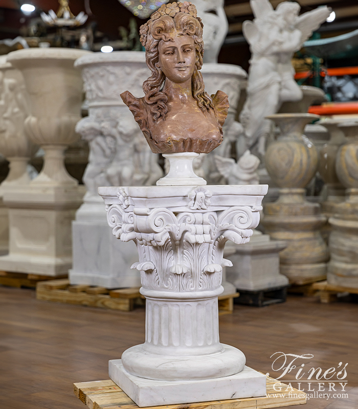 Marble Statues  - A Vintage Marble Bust Of A 19th Century Noblewoman  - MBT-505