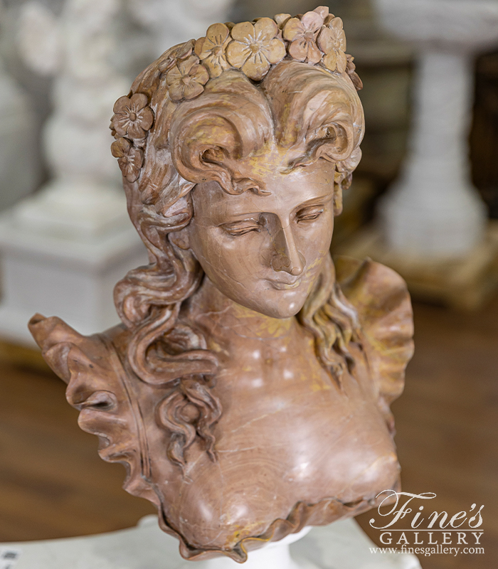Marble Statues  - A Vintage Marble Bust Of A 19th Century Noblewoman  - MBT-505