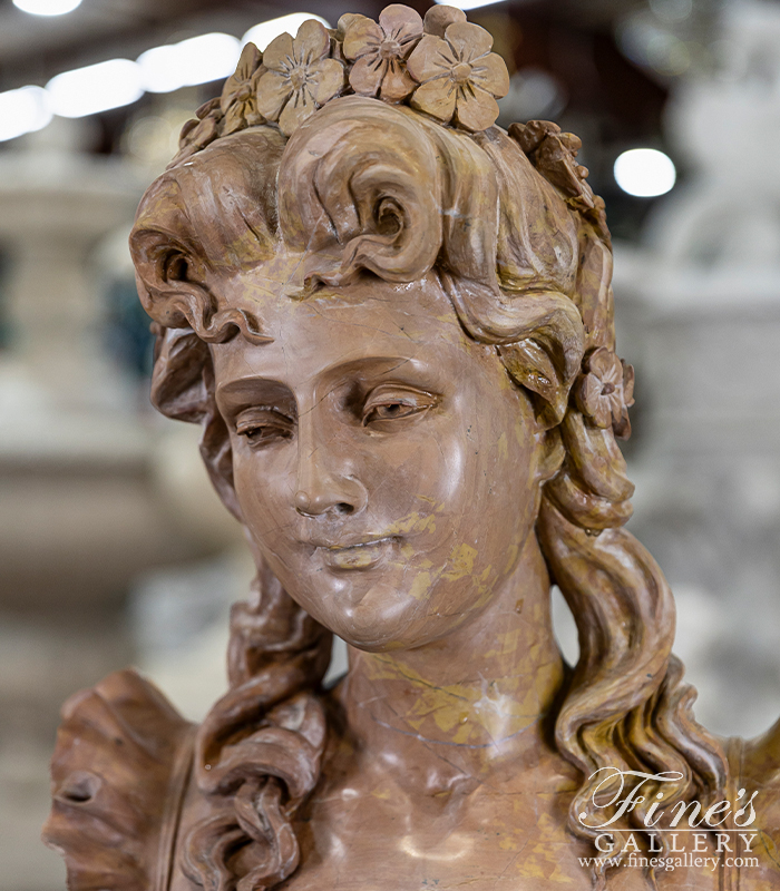 Marble Statues  - A Vintage Marble Bust Of A 19th Century Noblewoman  - MBT-505