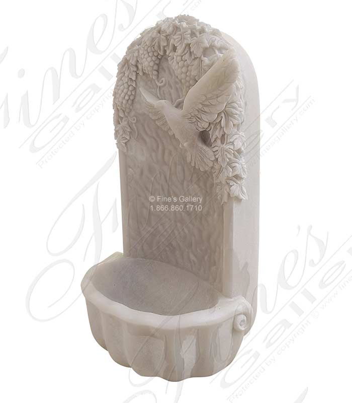 Marble Church Products  - Marble Baptismal Font Featuring Grapevines And Dove - MCH-2184