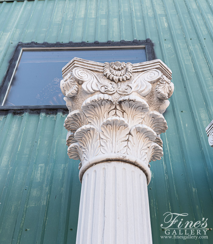 Marble Columns  - Set Of 4 Classic White Marble Columns With Corinthian Capitals 120 Inch Tall! ( IN STOCK IN US ) - MCOL-262