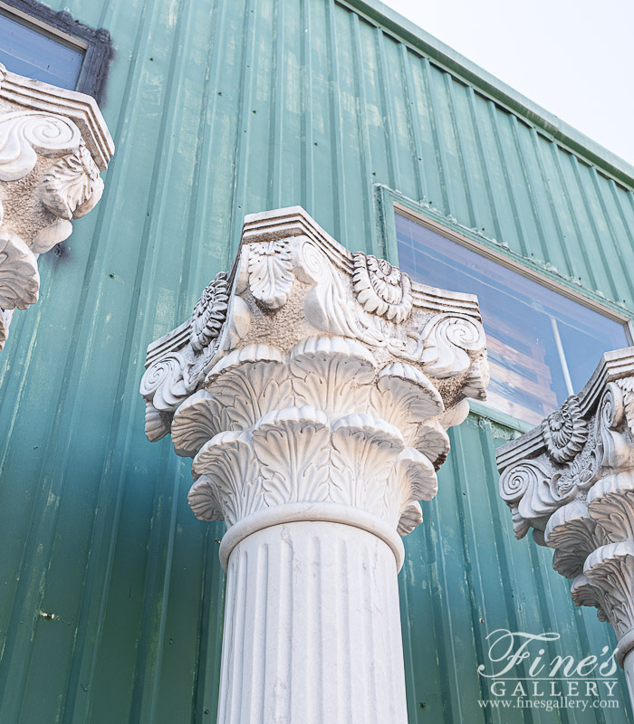 Marble Columns  - Set Of 4 Classic White Marble Columns With Corinthian Capitals 120 Inch Tall! ( IN STOCK IN US ) - MCOL-262
