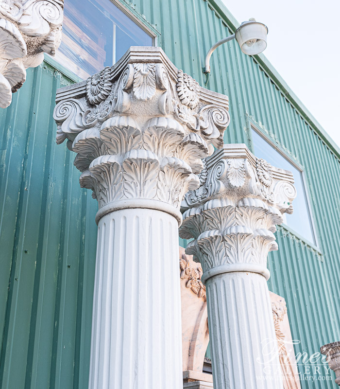 Marble Columns  - Set Of 4 Classic White Marble Columns With Corinthian Capitals 120 Inch Tall! ( IN STOCK IN US ) - MCOL-262