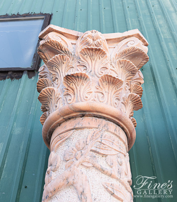 Marble Columns  - Floral Vine Column Pair - MCOL-266