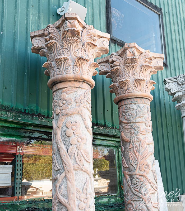 Marble Columns  - Floral Vine Column Pair - MCOL-266