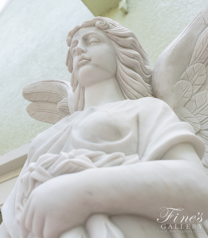 Marble Memorials  - Marble Angel Statue - MEM-399