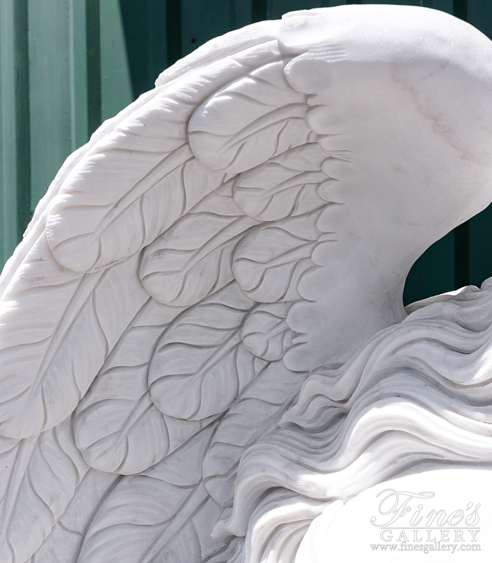 Marble Memorials  - Marble Angel W Heart Memorial - MEM-473