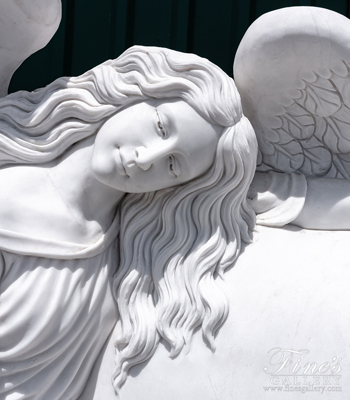 Marble Memorials  - Marble Angel W Heart Memorial - MEM-473