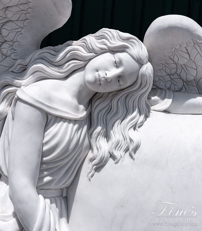 Marble Memorials  - Marble Angel W Heart Memorial - MEM-473
