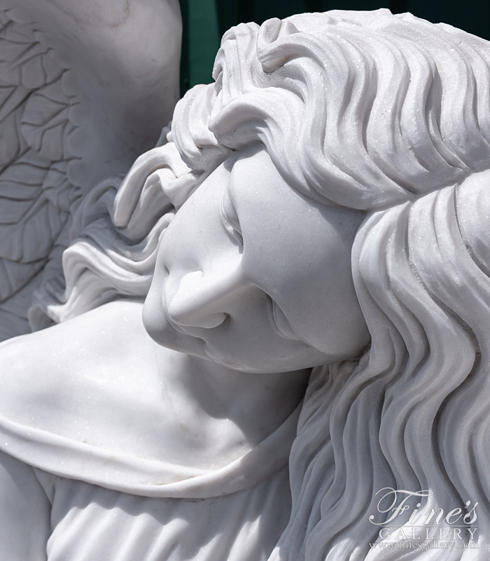 Marble Memorials  - Marble Angel W Heart Memorial - MEM-473