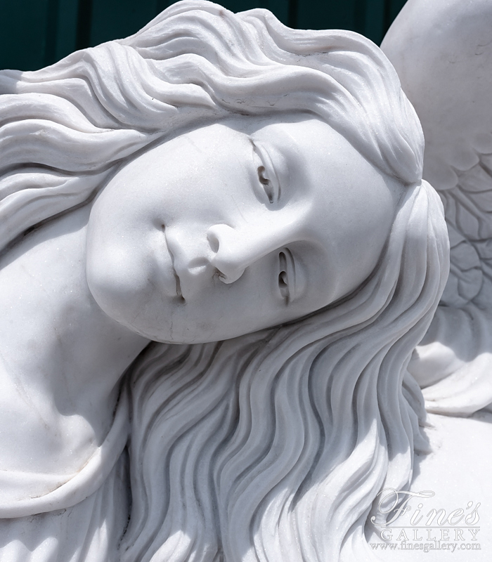 Marble Memorials  - Marble Angel W Heart Memorial - MEM-473