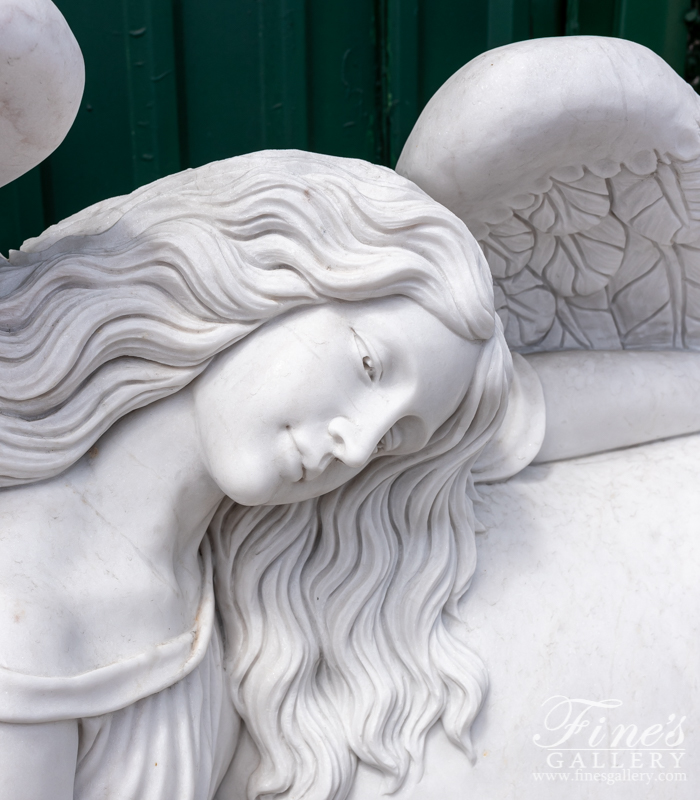 Marble Memorials  - Marble Angel W Heart Memorial - MEM-473