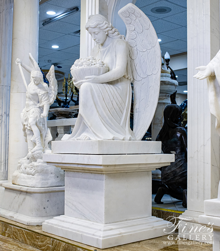 Marble Memorials  - Kneeling Angel Monument - MEM-474