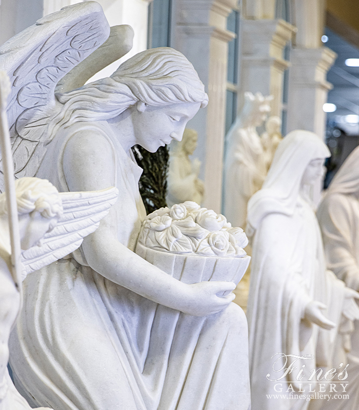 Marble Memorials  - Kneeling Angel Monument - MEM-474