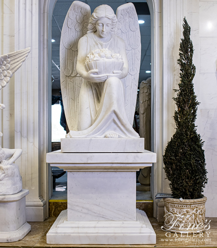 Marble Memorials  - Kneeling Angel Monument - MEM-474