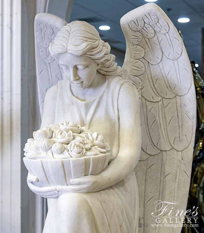 Marble Memorials  - Kneeling Angel Monument - MEM-474