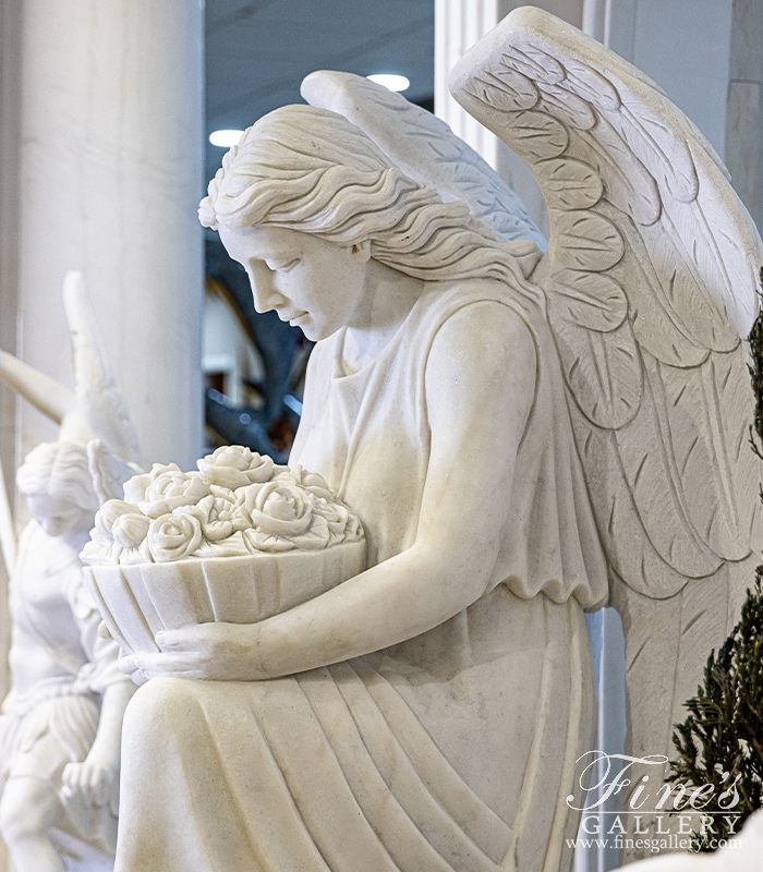 Marble Memorials  - Kneeling Angel Monument - MEM-474