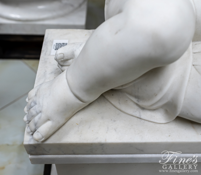 Marble Memorials  - Sleeping Cherub Angel Child Monument - MEM-483