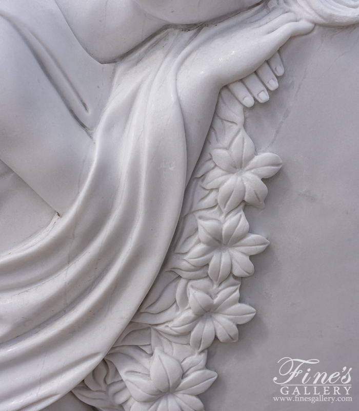 Marble Memorials  - White Marble Angel Memorial - MEM-488