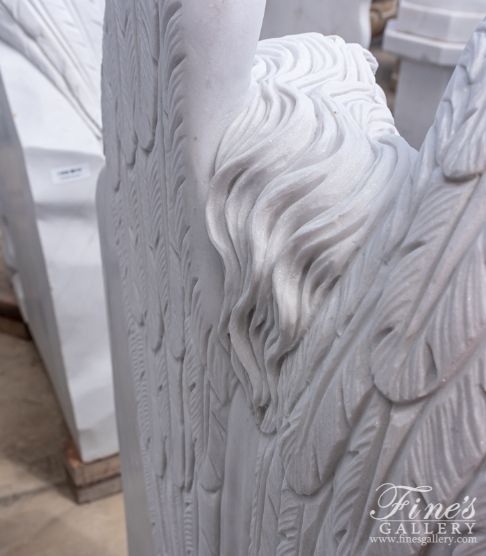 Marble Memorials  - White Marble Angel Memorial - MEM-488