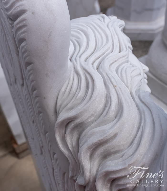 Marble Memorials  - White Marble Angel Memorial - MEM-488