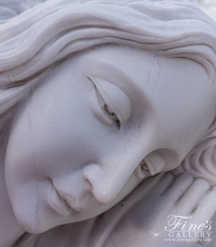 Marble Memorials  - White Marble Angel Memorial - MEM-488