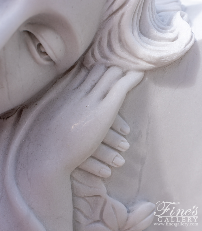Marble Memorials  - White Marble Angel Memorial - MEM-488