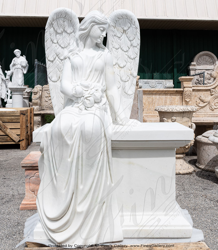 Marble Memorials  - Loving Angel Monument Bench - MEM-489