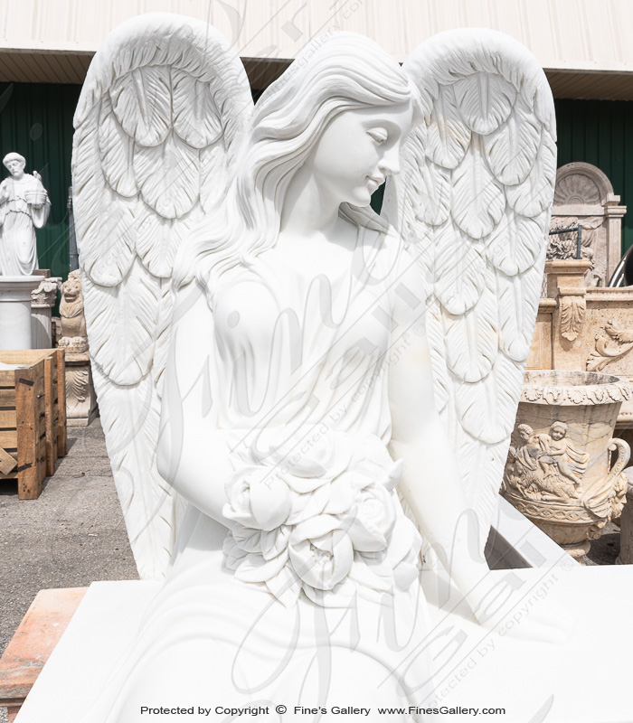 Marble Memorials  - Loving Angel Monument Bench - MEM-489