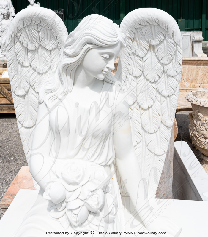 Marble Memorials  - Loving Angel Monument Bench - MEM-489
