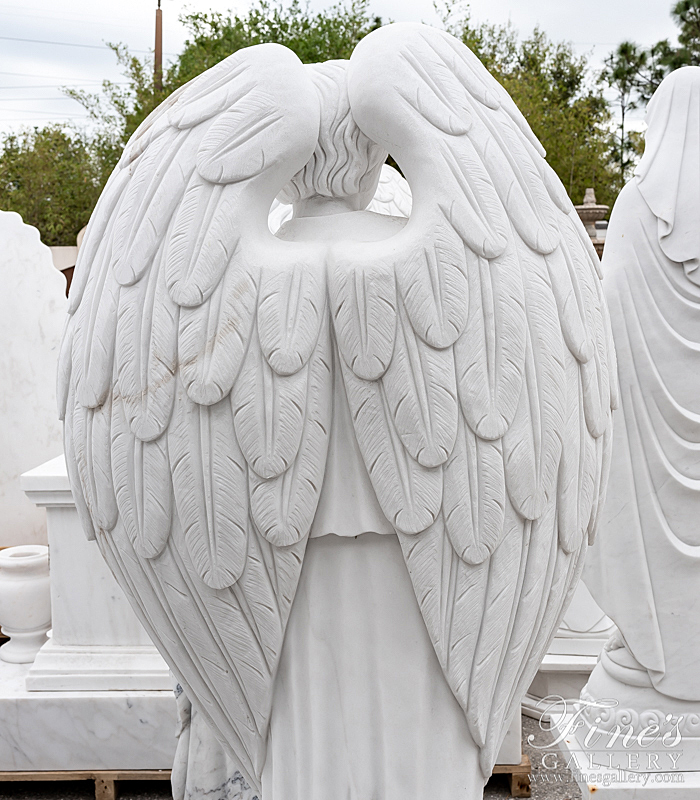 Marble Memorials  - Heart Shape Winged Marble Angel - MEM-508