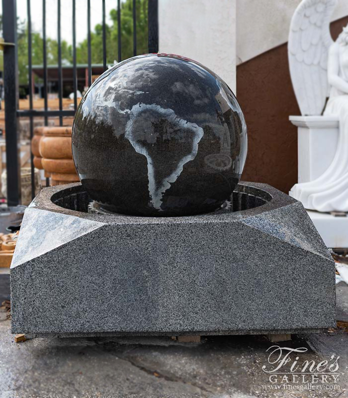 Marble Fountains  - Black Granite Sphere - MF-1222
