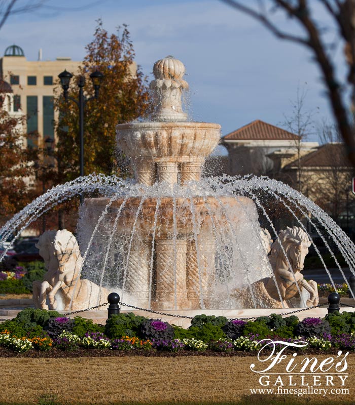 Search Result For Marble Fountains  - Rearing Horses Grecian Marble Fountain - MF-1230