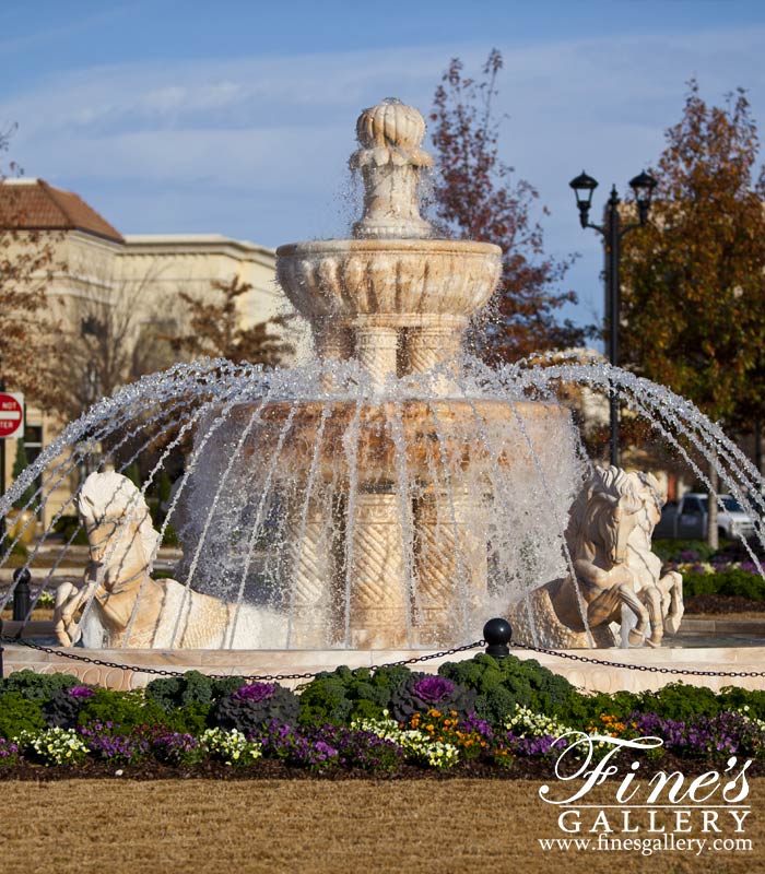 Search Result For Marble Fountains  - Rearing Horses Grecian Marble Fountain - MF-1230