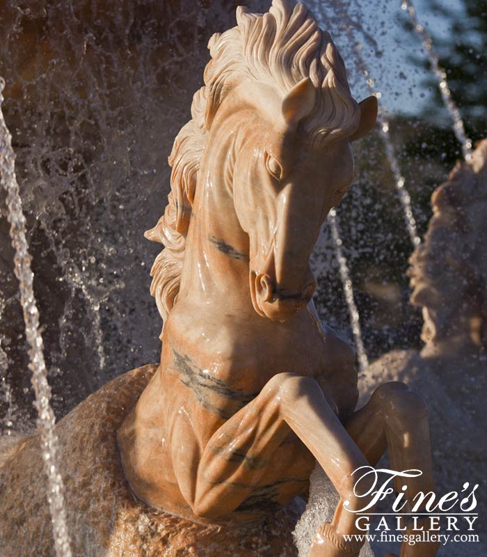 Search Result For Marble Fountains  - Rearing Horses Grecian Marble Fountain - MF-1230