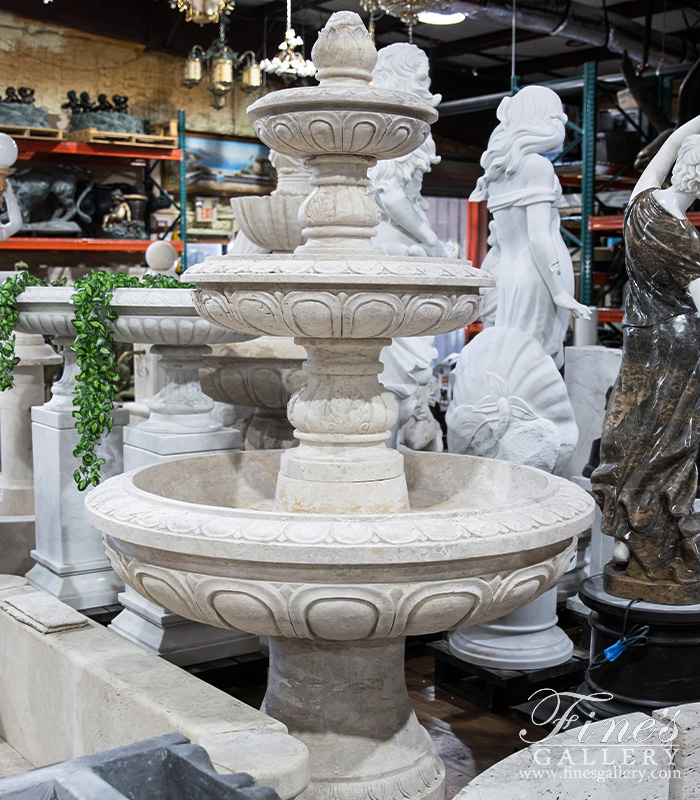 Marble Fountains  - Three Tiered Fountain In Light Travertine - MF-127