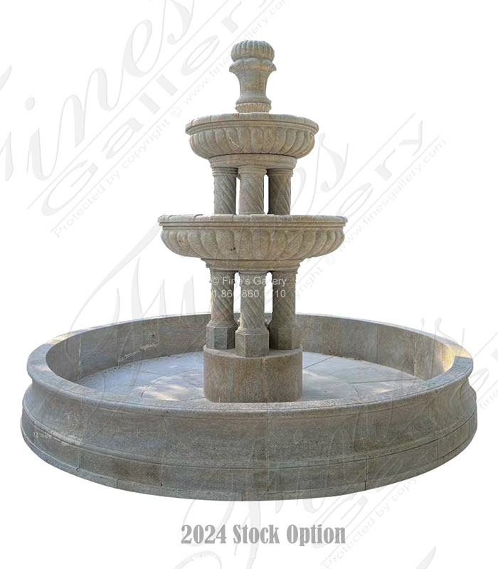 Search Result For Marble Fountains  - Two Tiered Spiral Column Fountain In Granite - MF-1305