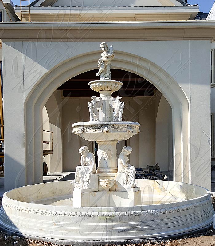 Marble Fountains  - Antique White Greco Roman Fountain - MF-1315