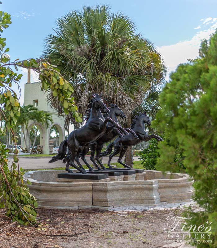 Search Result For Marble Fountains  - Four Rearing Bronze Horses Fountain - MF-1334