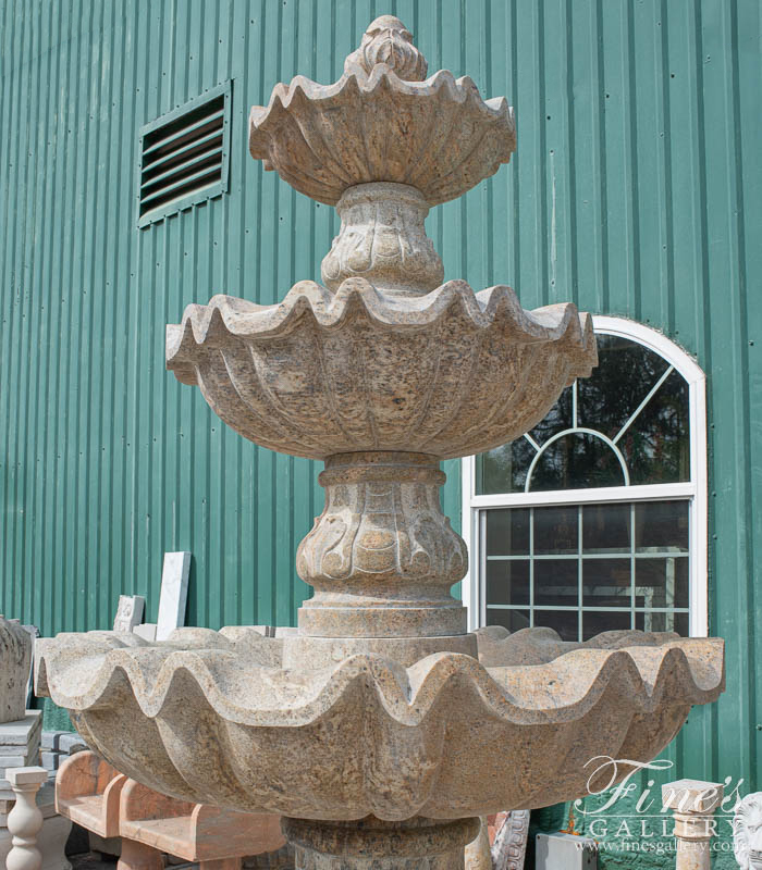 Marble Fountains  - 10 Ft Diameter Three Tiered Granite Fountain - MF-1450