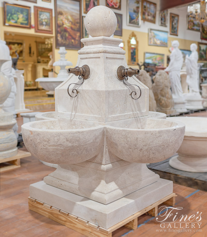 Marble Fountains  - French Style Fountain In Light Travertine - MF-1518