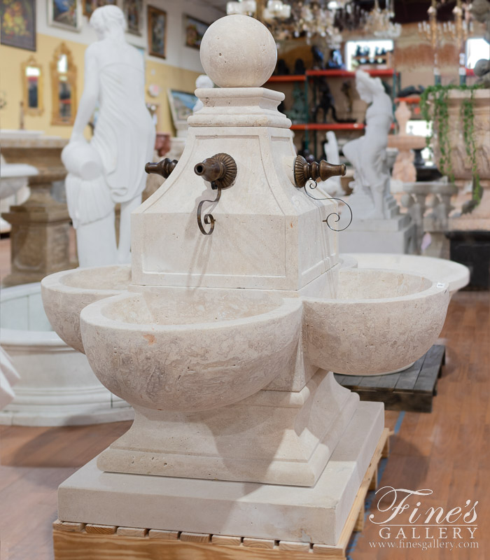 Marble Fountains  - French Style Fountain In Light Travertine - MF-1518