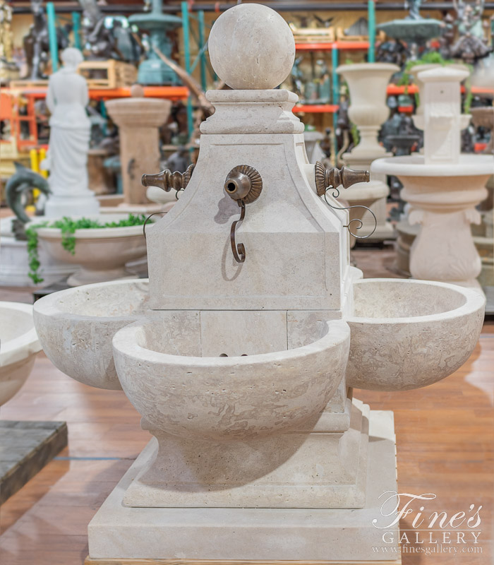 Marble Fountains  - French Style Fountain In Light Travertine - MF-1518