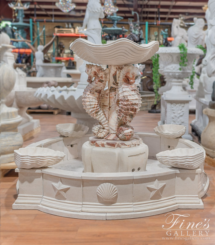 Marble Fountains  - Sea Horse Marble Fountain - MF-1540