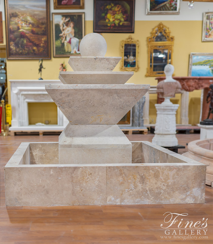 Search Result For Marble Fountains  - Contemporary Square Shape Travertine Fountain - MF-1713