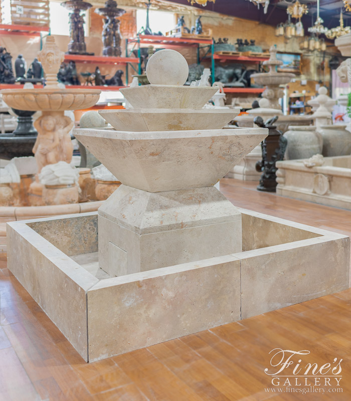 Search Result For Marble Fountains  - Contemporary Square Shape Travertine Fountain - MF-1713