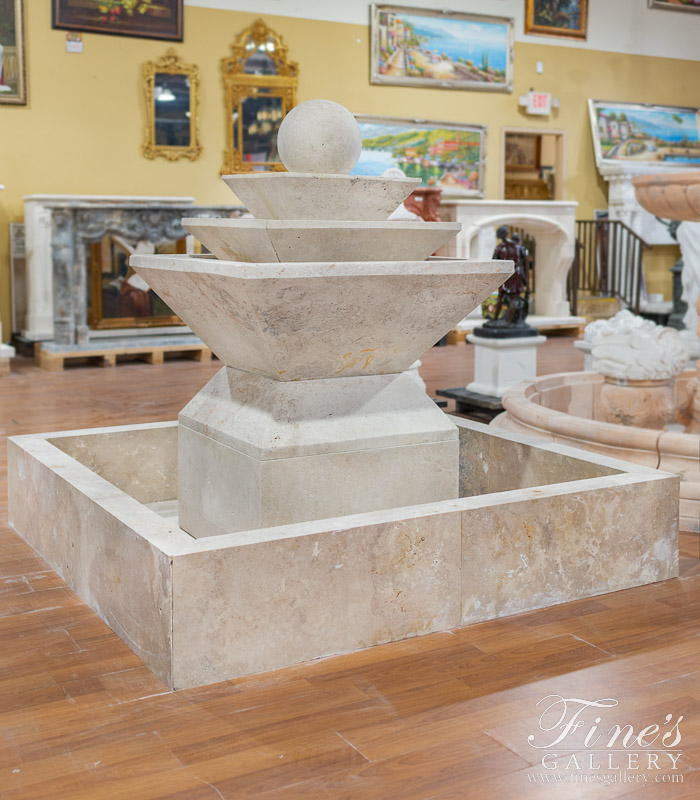 Search Result For Marble Fountains  - Contemporary Square Shape Travertine Fountain - MF-1713