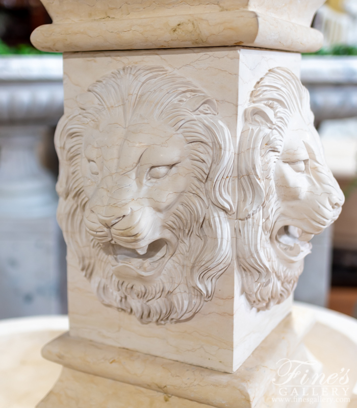 Marble Fountains  - Majestic Lions Cream Marble Garden Fountain - MF-1727