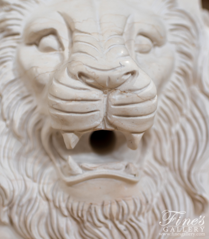 Marble Fountains  - Majestic Lions Cream Marble Garden Fountain - MF-1727